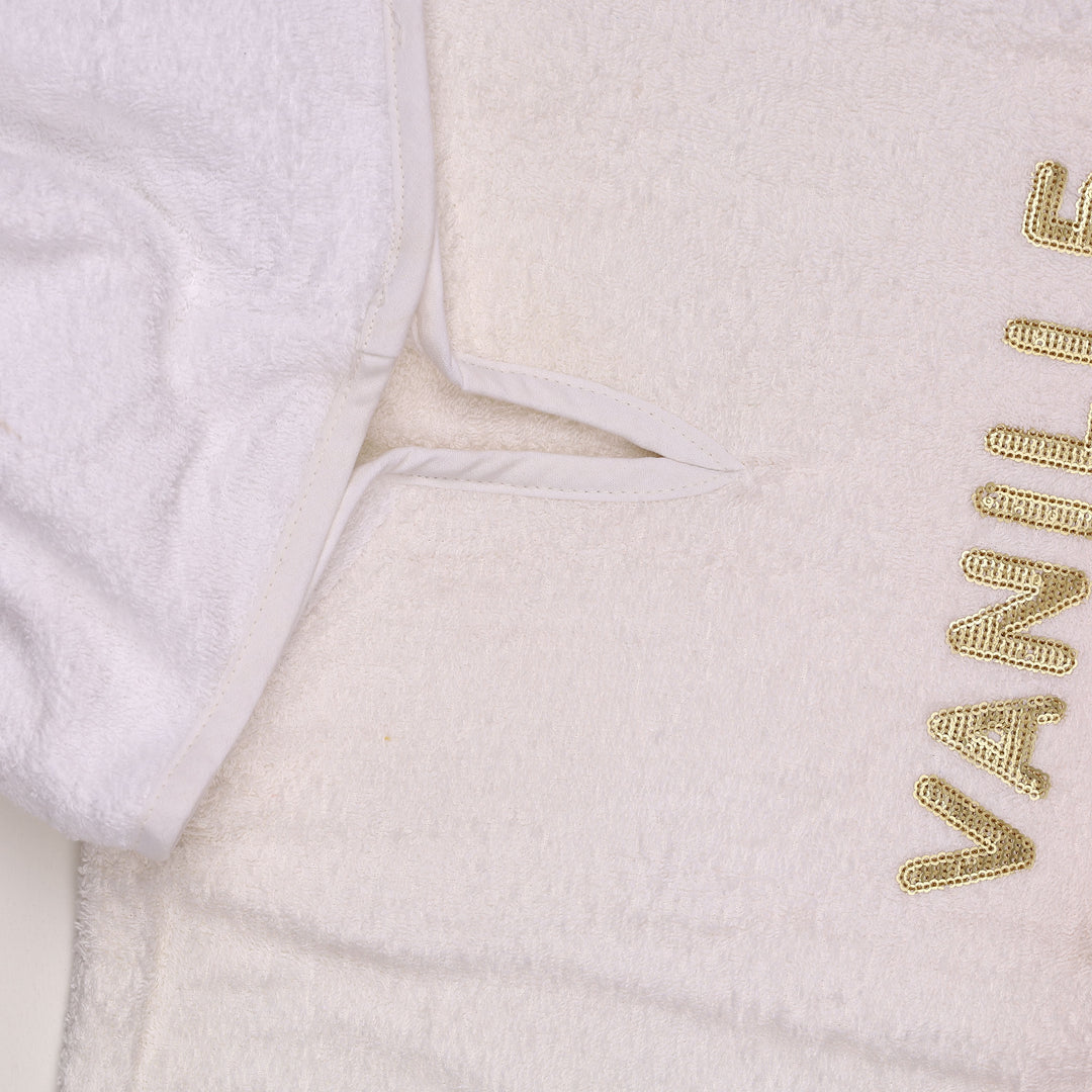 Toddler Girl Hooded Bath Towel Poncho Vanille Fraise White and Pink at Zubaidas Official Pakistan