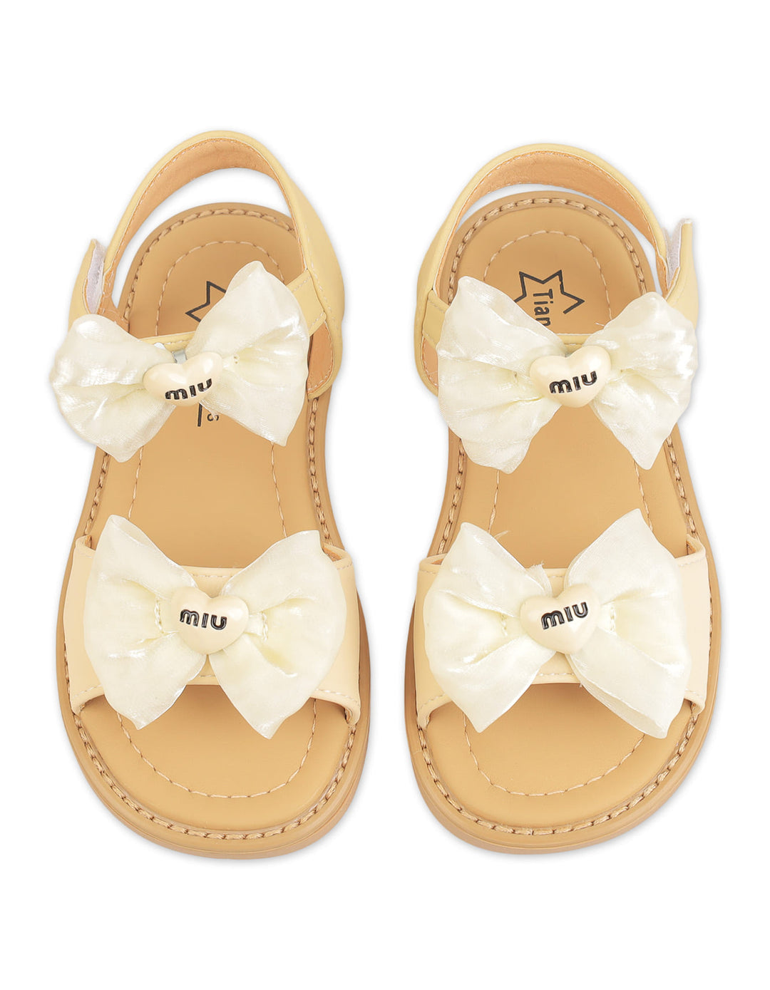 Toddler Girl Sandals Double Bow Beige at Zubaidas