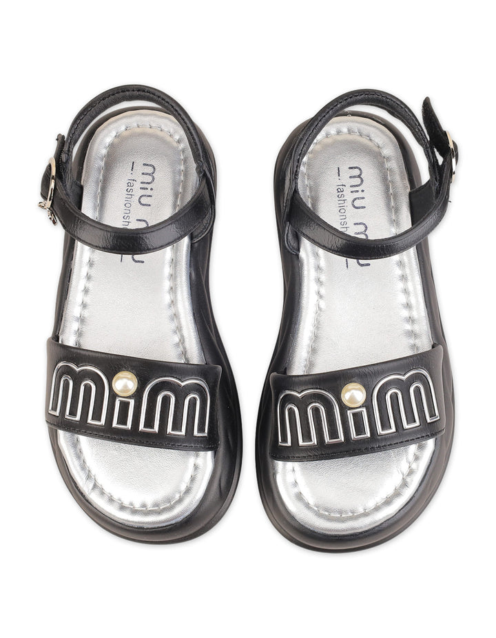 Toddler Girl Sandals Pearl Black at Zubaidas