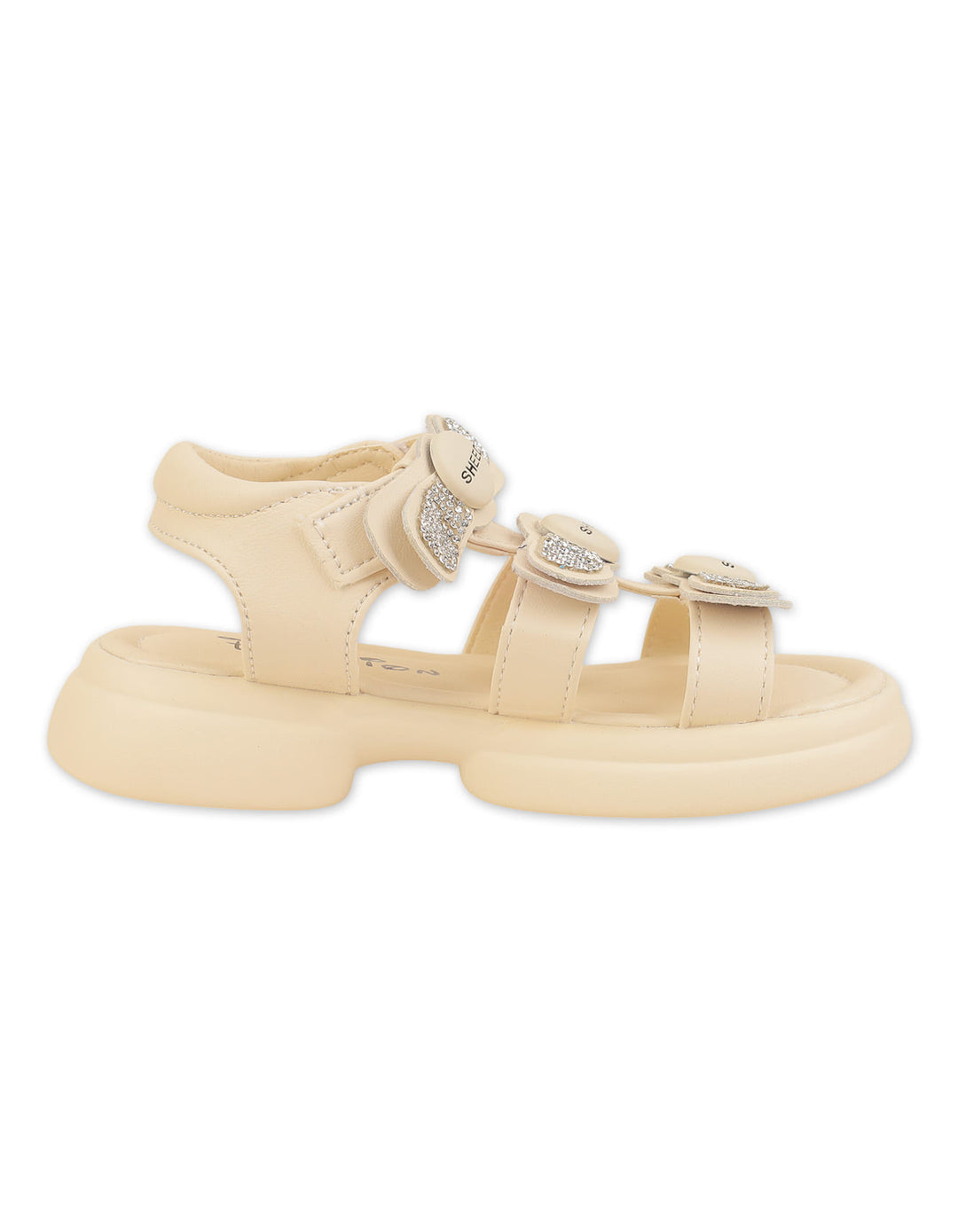 Toddler Girl Sandals Triple Bow Beige at Zubaidas Official Pakistan