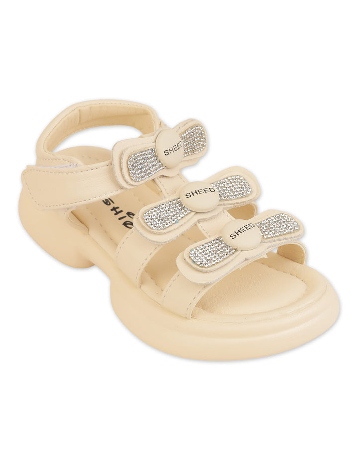 Toddler Girl Sandals Triple Bow Beige at Zubaidas Best Online Baby Store in Pakistan