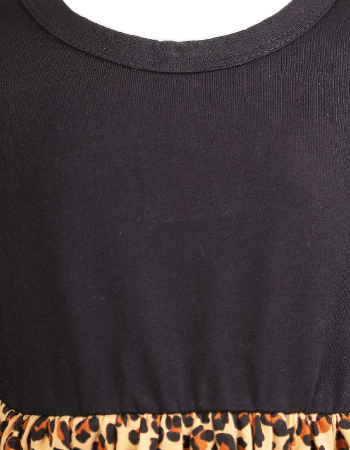 Toddler Girls Casual Wears Bambies Black Bodice with Leopard Print at Zubaidas Official