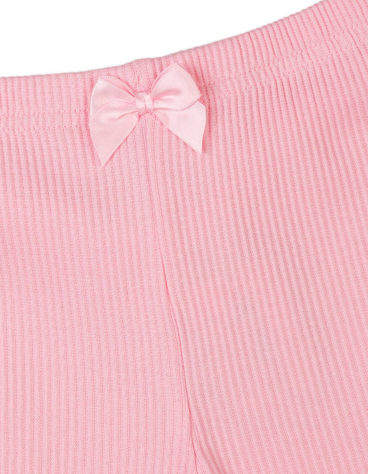 Toddler Girls Ribbed Pants Bambies Bow Detail Pink at Zubaidas Pakistan