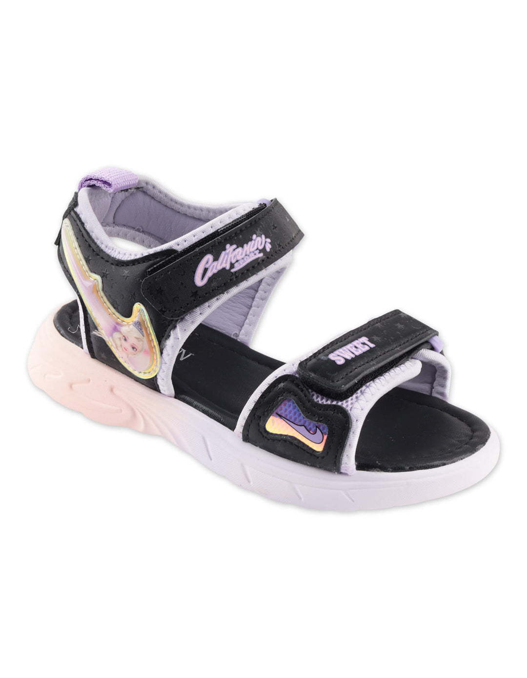 Toddler Girls Sandals Adjustable Strap Black and Lavender at Zubaidas Official Pakistan