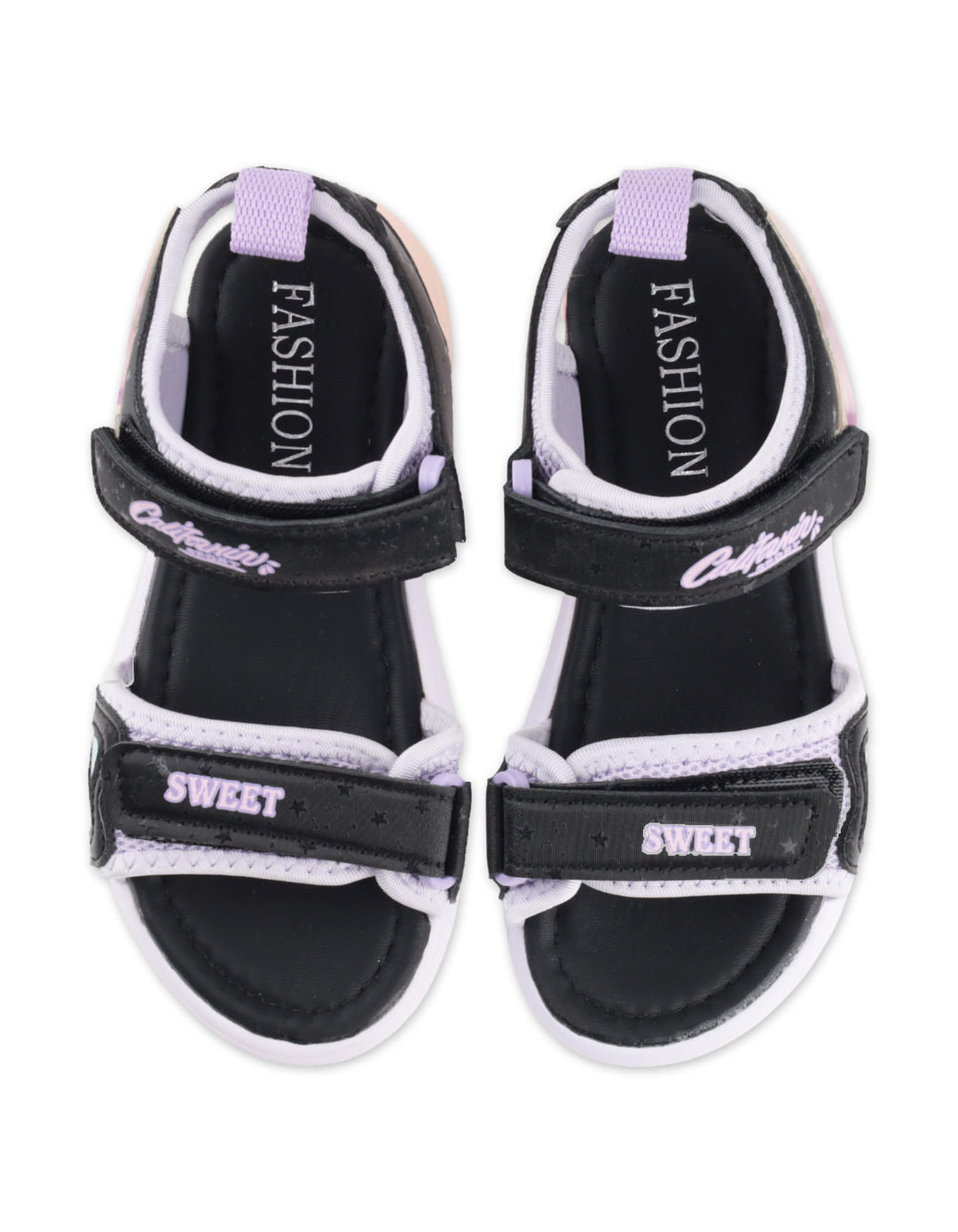 Toddler Girls Sandals Adjustable Strap Black and Lavender at Zubaidas