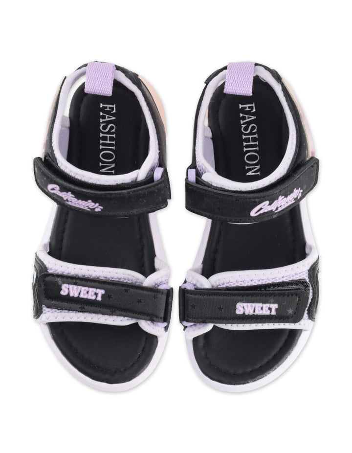 Toddler Girls Sandals Adjustable Strap Black and Lavender at Zubaidas