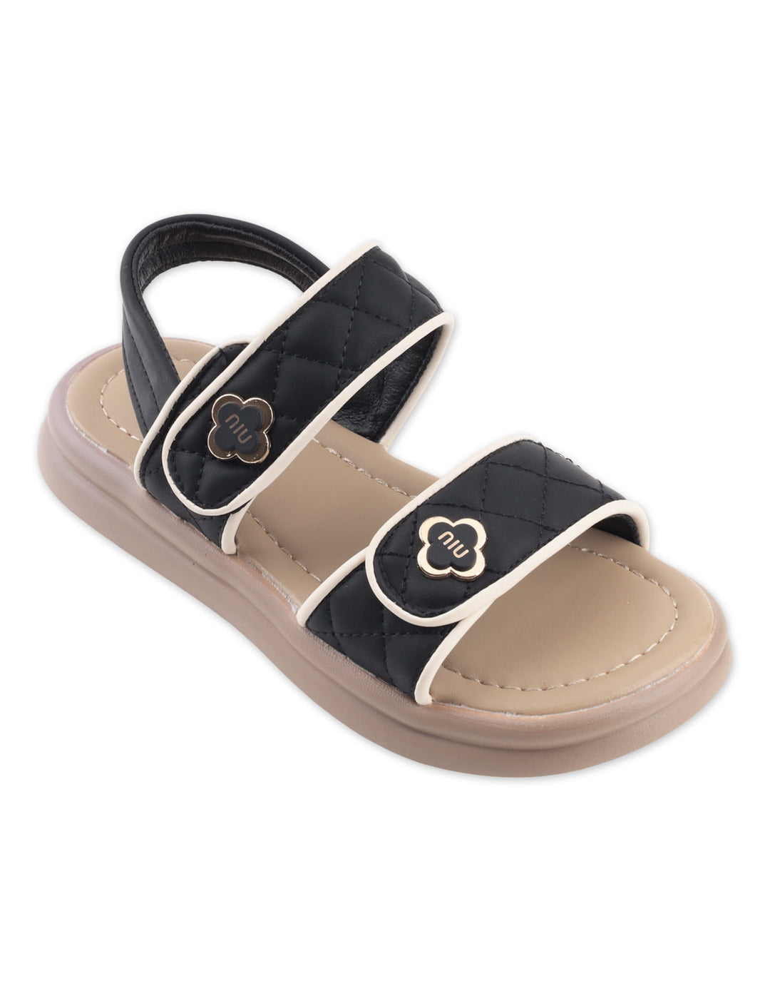 Toddler Girls Sandals Contrast Piping Black and Beige at Zubaidas Official Pakistan