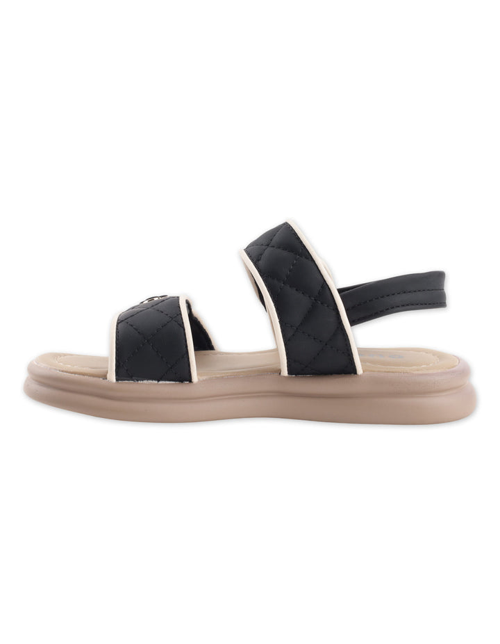 Toddler Girls Sandals Contrast Piping Black and Beige at Zubaidas Best Online Baby and Kids Store in Pakistan