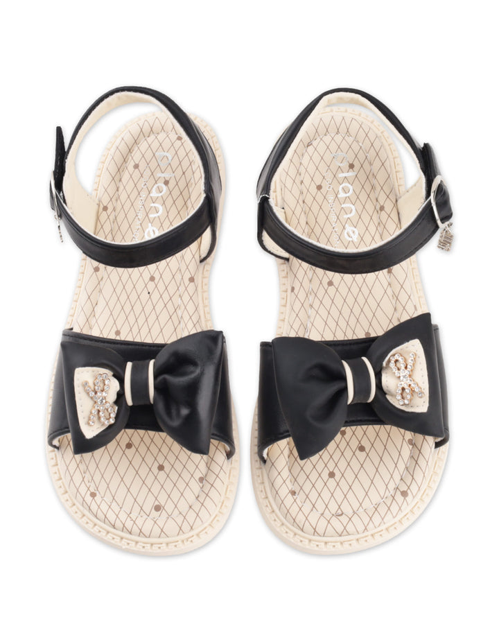 Toddler Girls Sandals Elegant Bow Black and Beige at Zubaidas