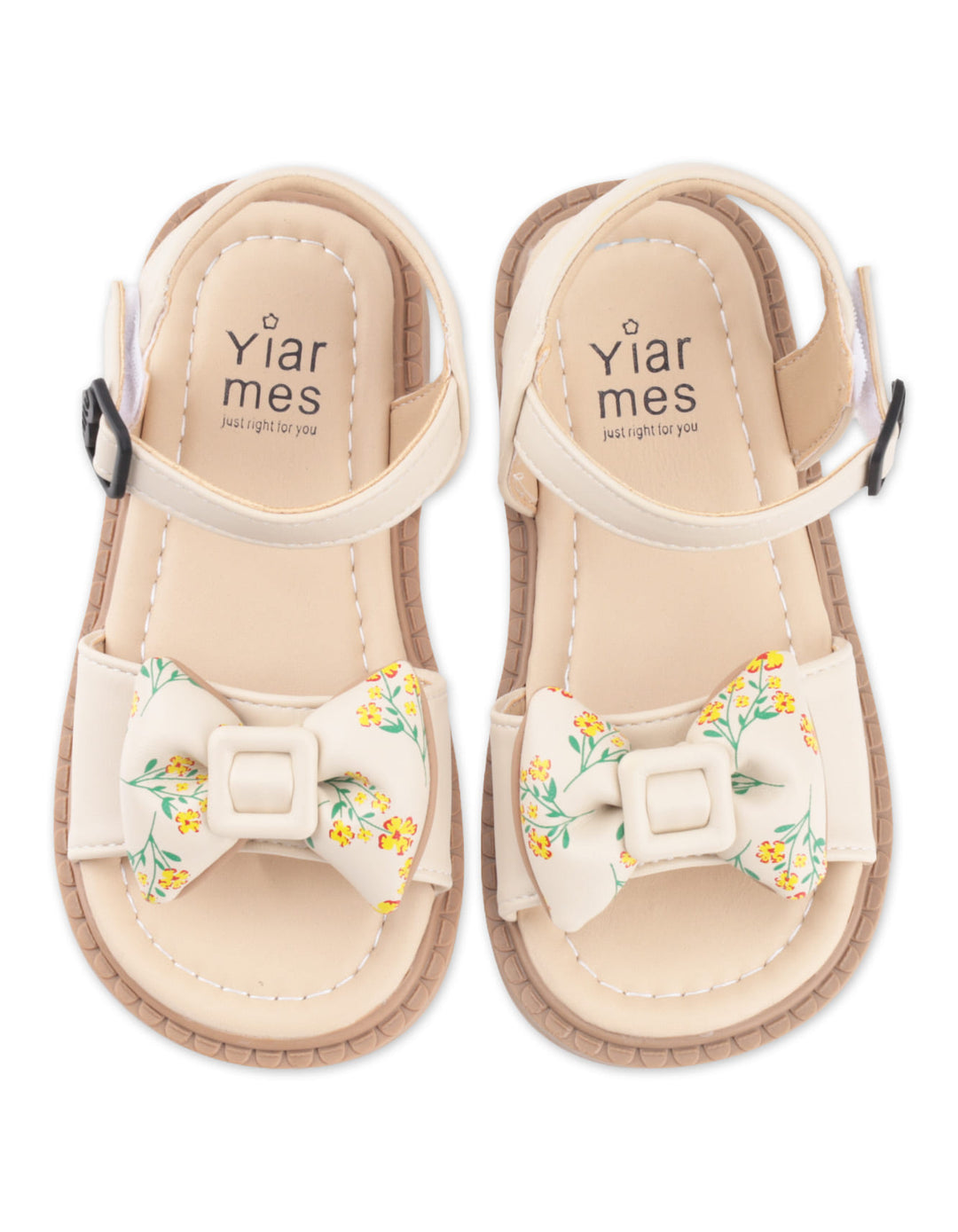 Toddler Girls Sandals Floral Bow Off White at Zubaidas