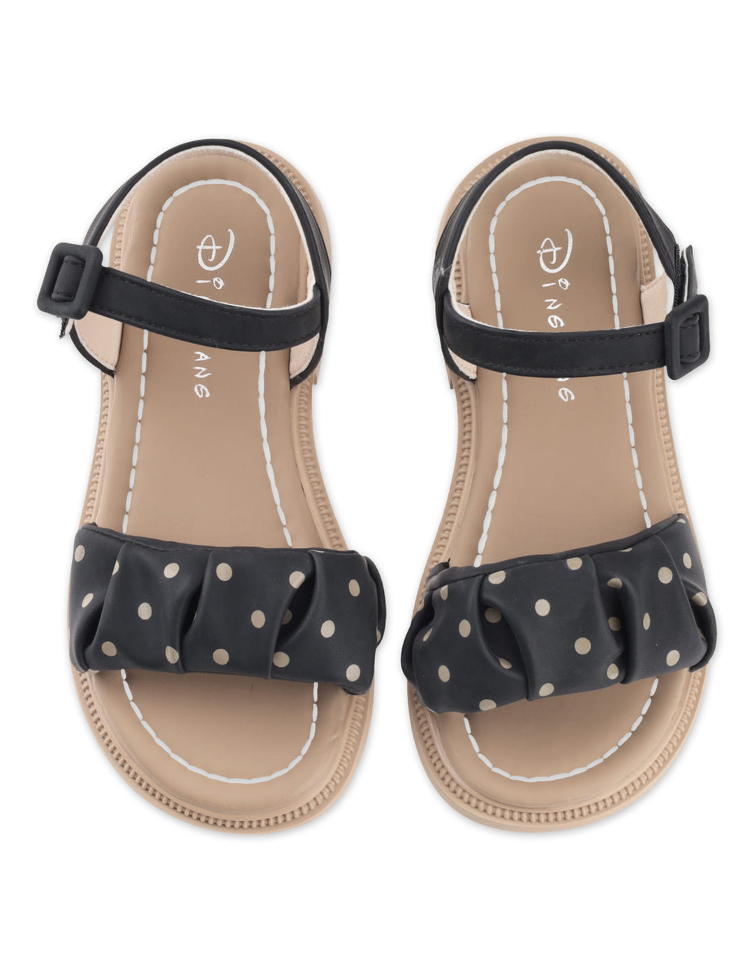 Toddler Girls Sandals Polka Dot Ruffled Strap Black at Zubaidas