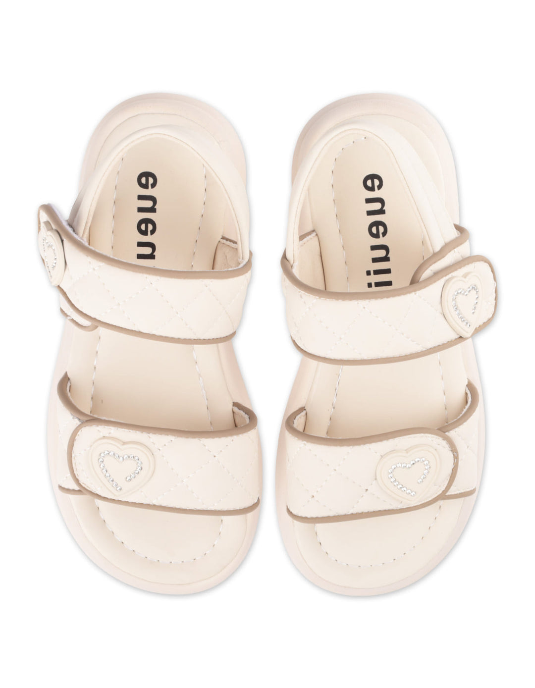 Toddler Girls Sandals Rhinstone Hearts Off White at Zubaidas