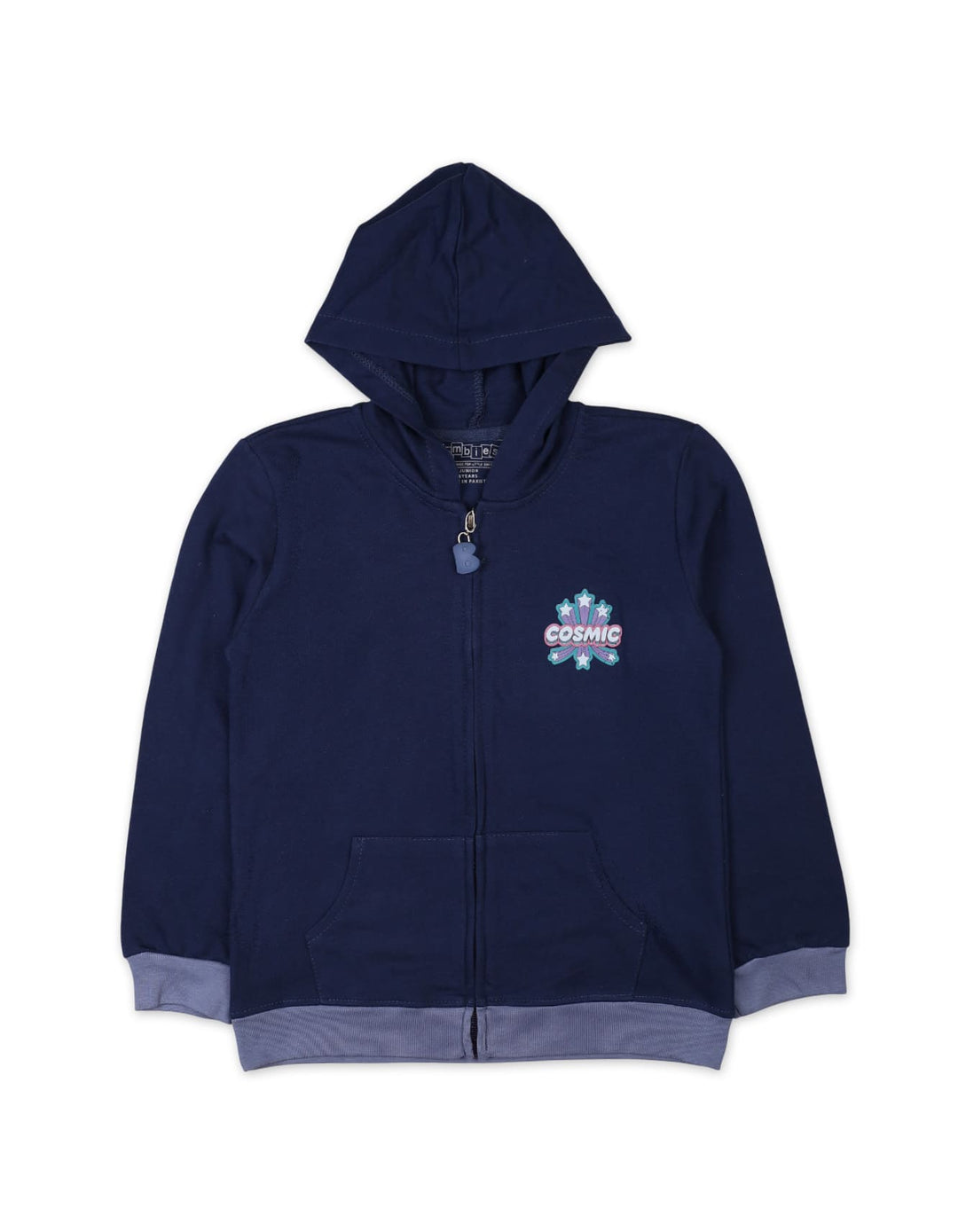 Toddler Girls Winter Zipper Jackets Bambies Hooded Cosmic Navy Blue at Zubaidas