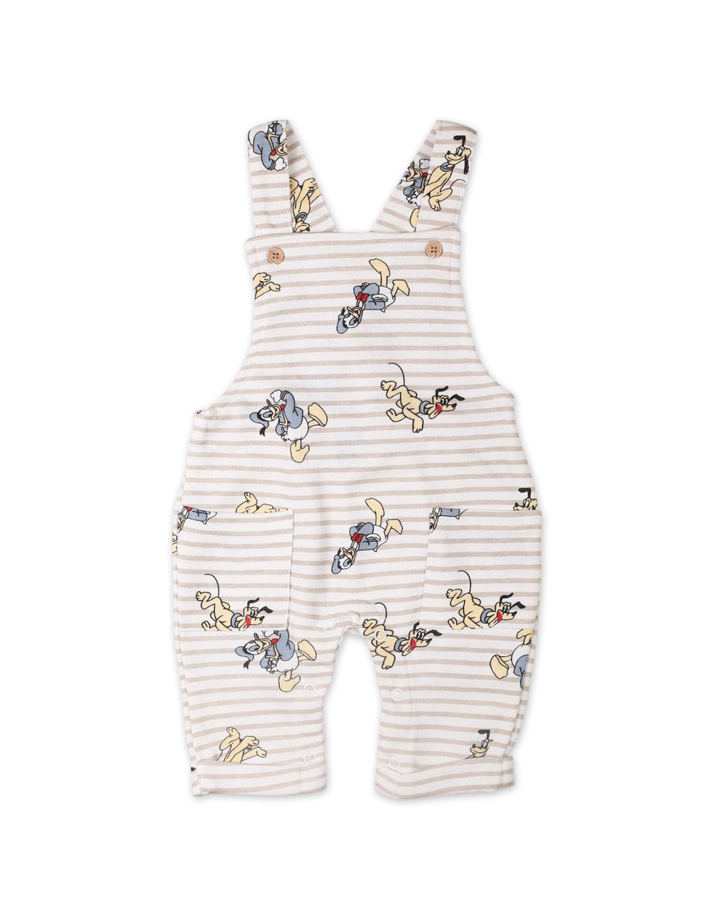Toddlers 2 Pieces Dungaree Winter Clothes Bambies Striped Cream and Beige at Zubaidas Pakistan