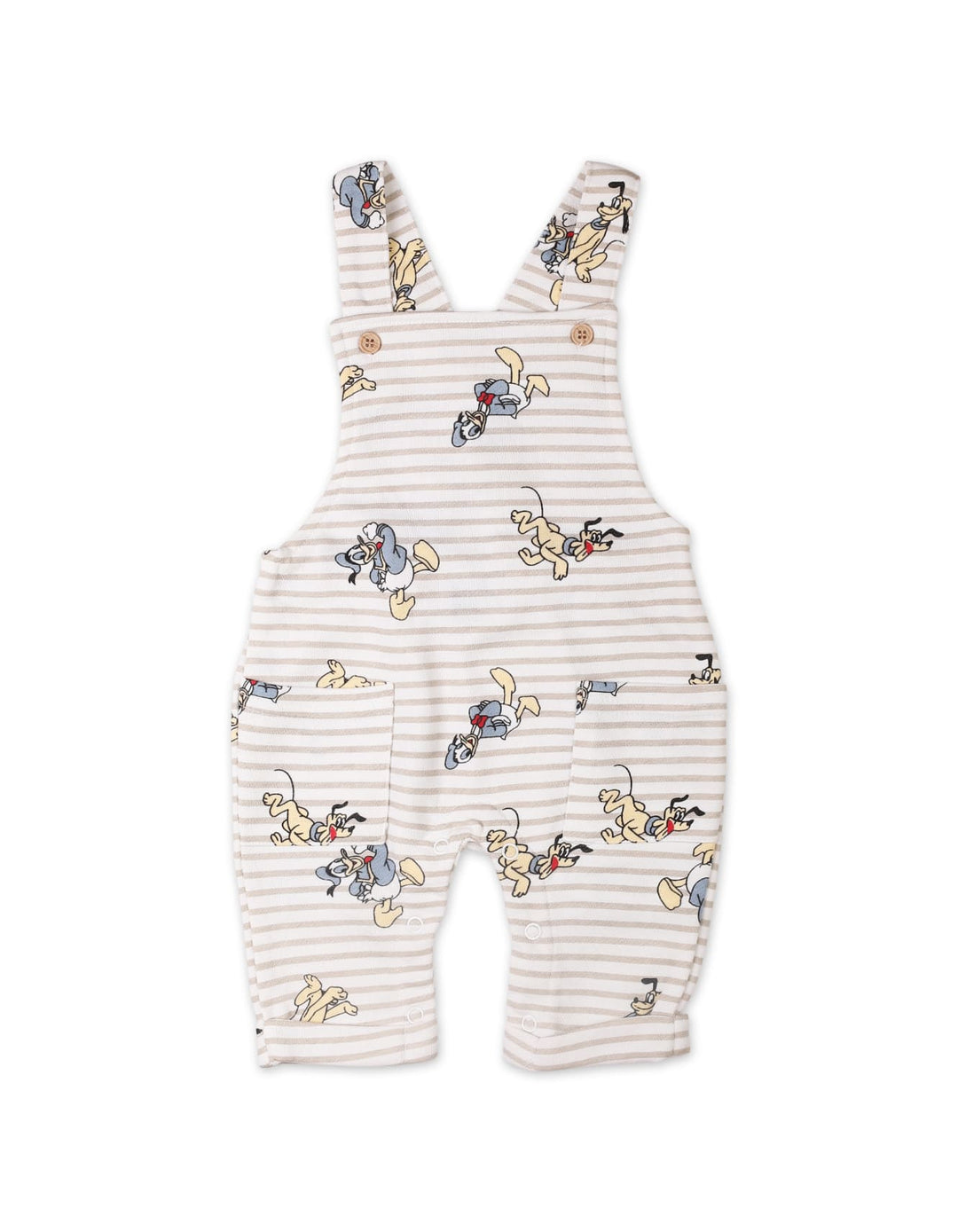 Toddlers 2 Pieces Dungaree Winter Clothes Bambies Striped Cream and Beige at Zubaidas Pakistan