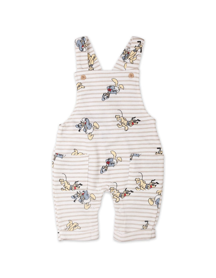 Toddlers 2 Pieces Dungaree Winter Clothes Bambies Striped Cream and Beige at Zubaidas Pakistan