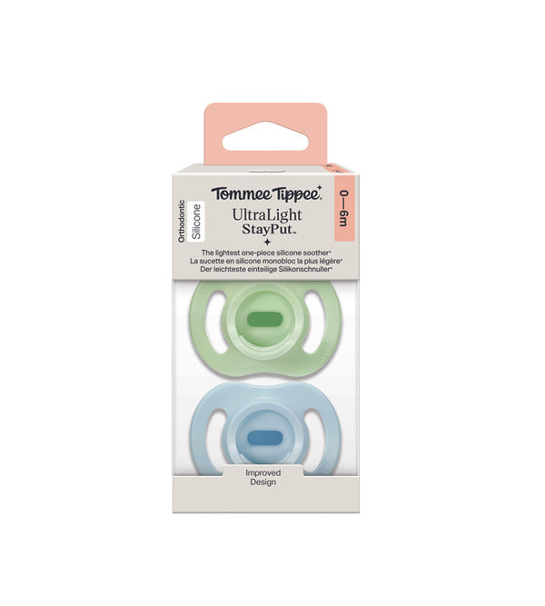 Tommee Tippee Baby Boy Ultra Light Silicone Soother 0-6M Pack of 2 TT 458811 at Zubaidas Official Pakistan