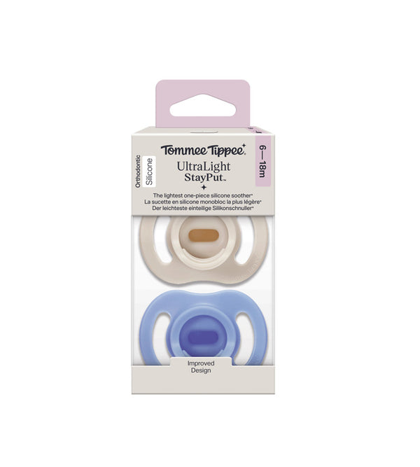 Tommee Tippee Baby Boy Ultra Light Silicone Soother 6-18M Pack of 2 TT 458813 at Zubaidas Official Pakistan