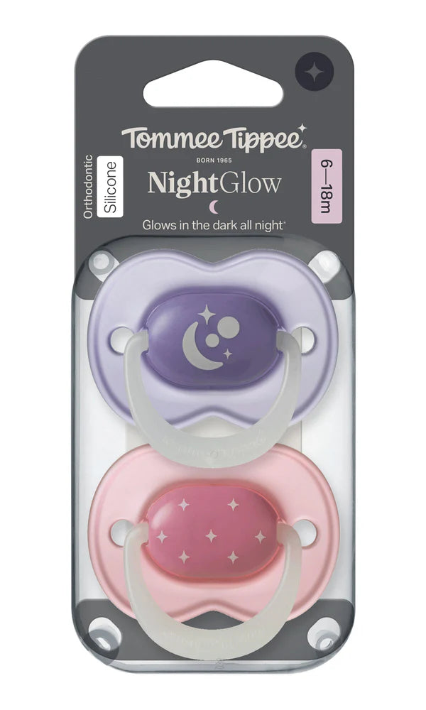 Tommee Tippee Baby Girl Night Time Soother 6-18M Pack Of 2 TT 458822 at Zubaidas Official Pakistan