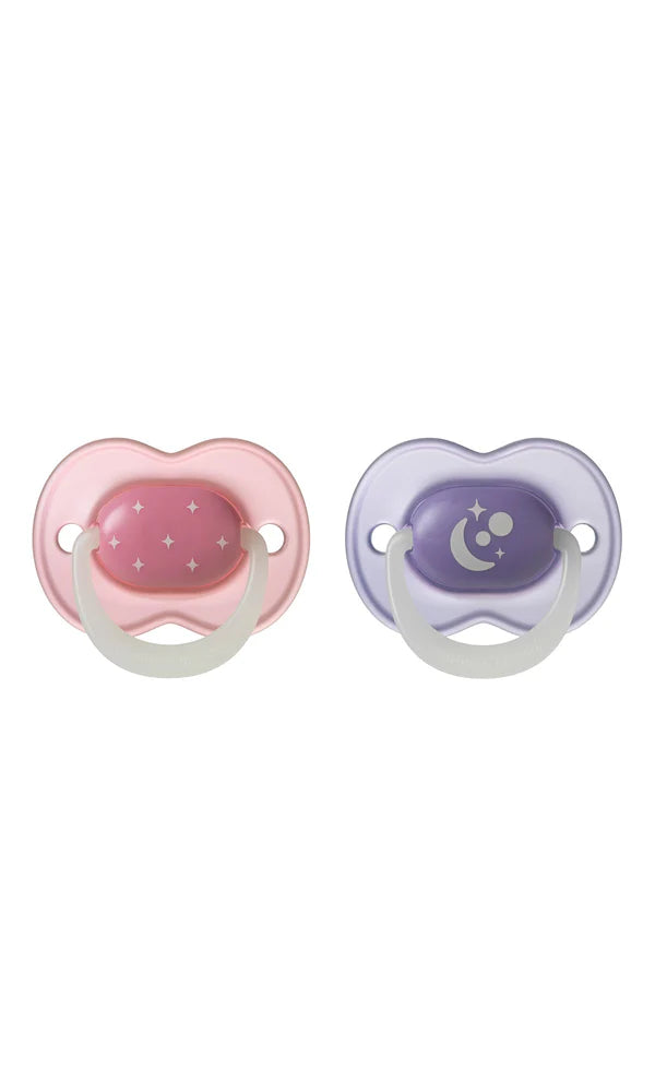 Tommee Tippee Baby Girl Night Time Soother 6-18M Pack Of 2 TT 458822 at Zubaidas
