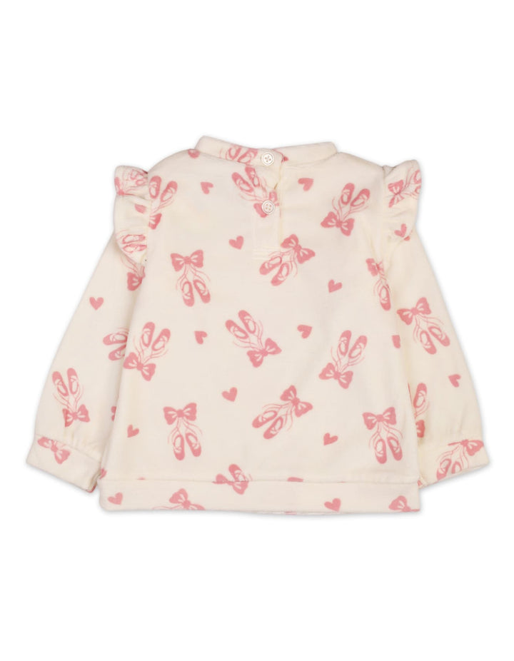 Two Pieces Baby Girls Winter Sets Bambies Bow Cream and Maroon at Zubaidas Official Pakistan