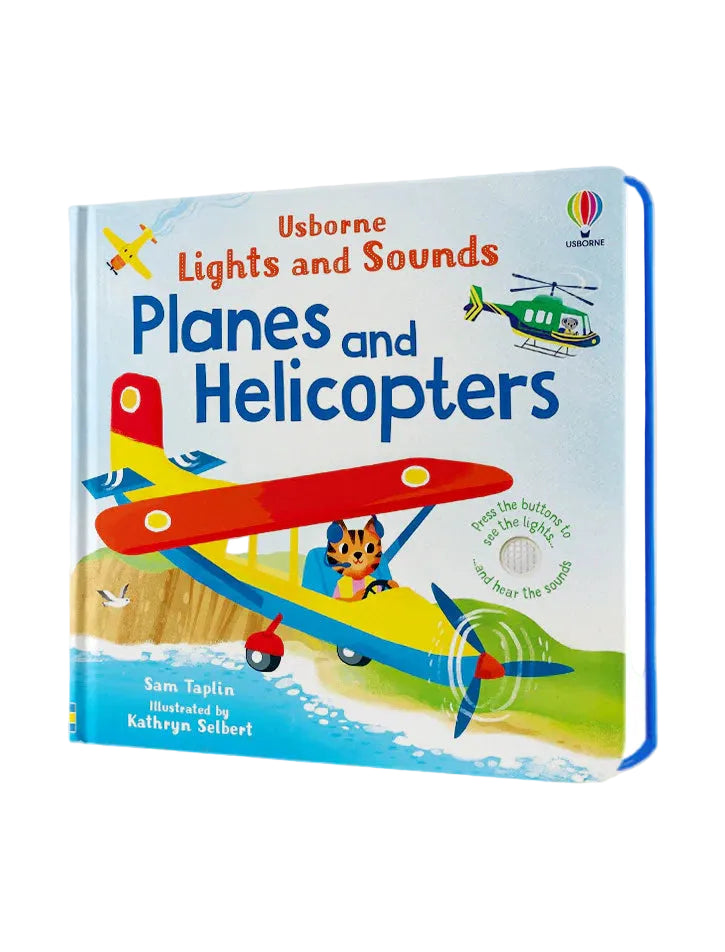 Usborne Lights and Sounds Planes and Helicopters Children's Board Book at Zubaidas