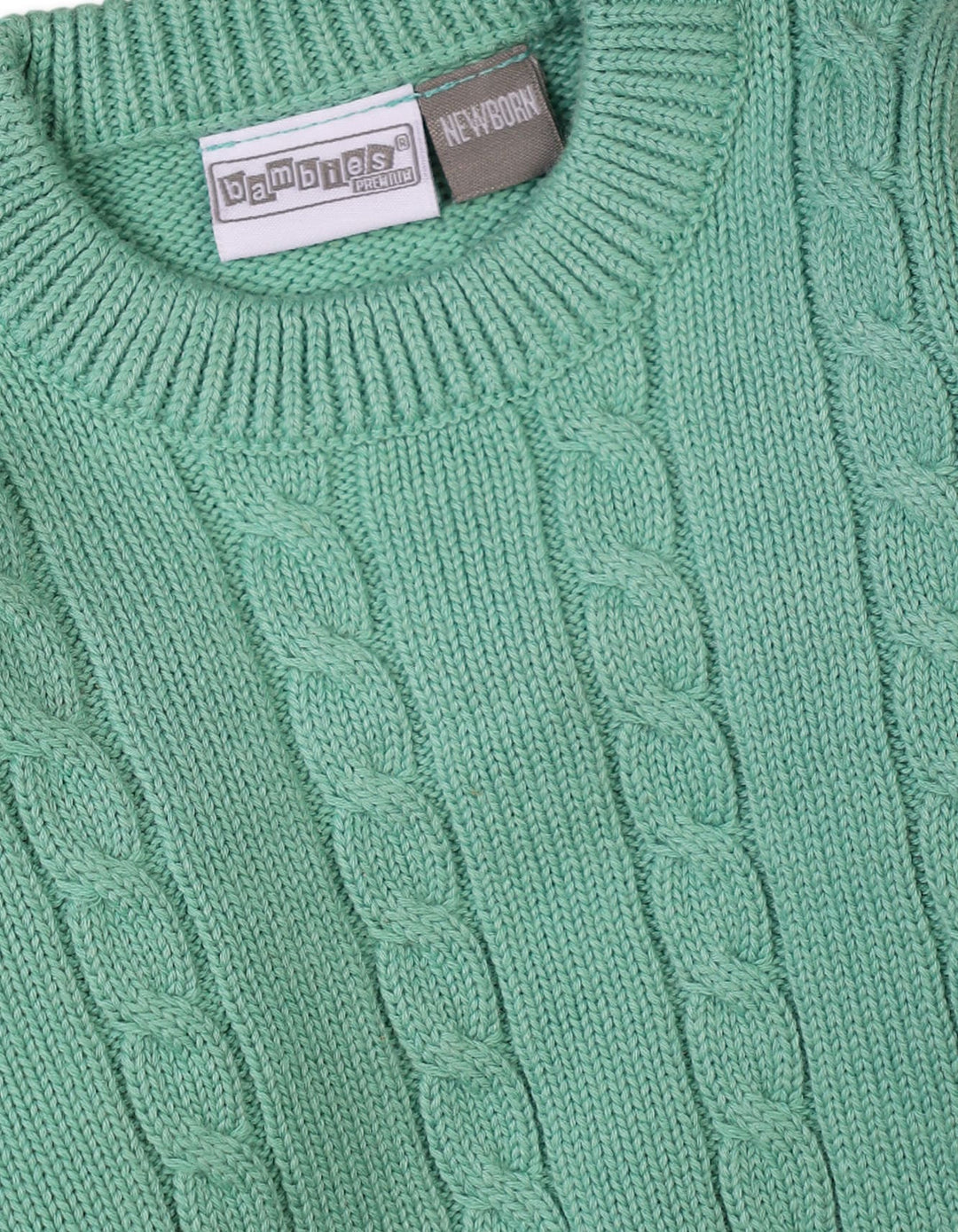 Warm Baby Girls Winter Pullovers Bambies Cable Knit Mint Green at Zubaidas Offical Pakistan