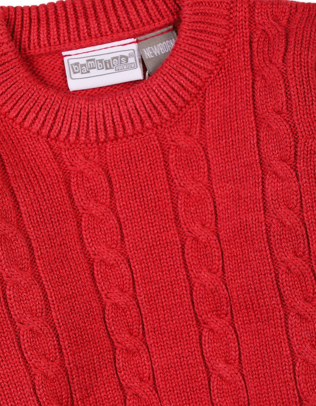 Warm Baby Winter Pullovers Bambies Cable Knit Red at Zubaidas Offical Pakistan