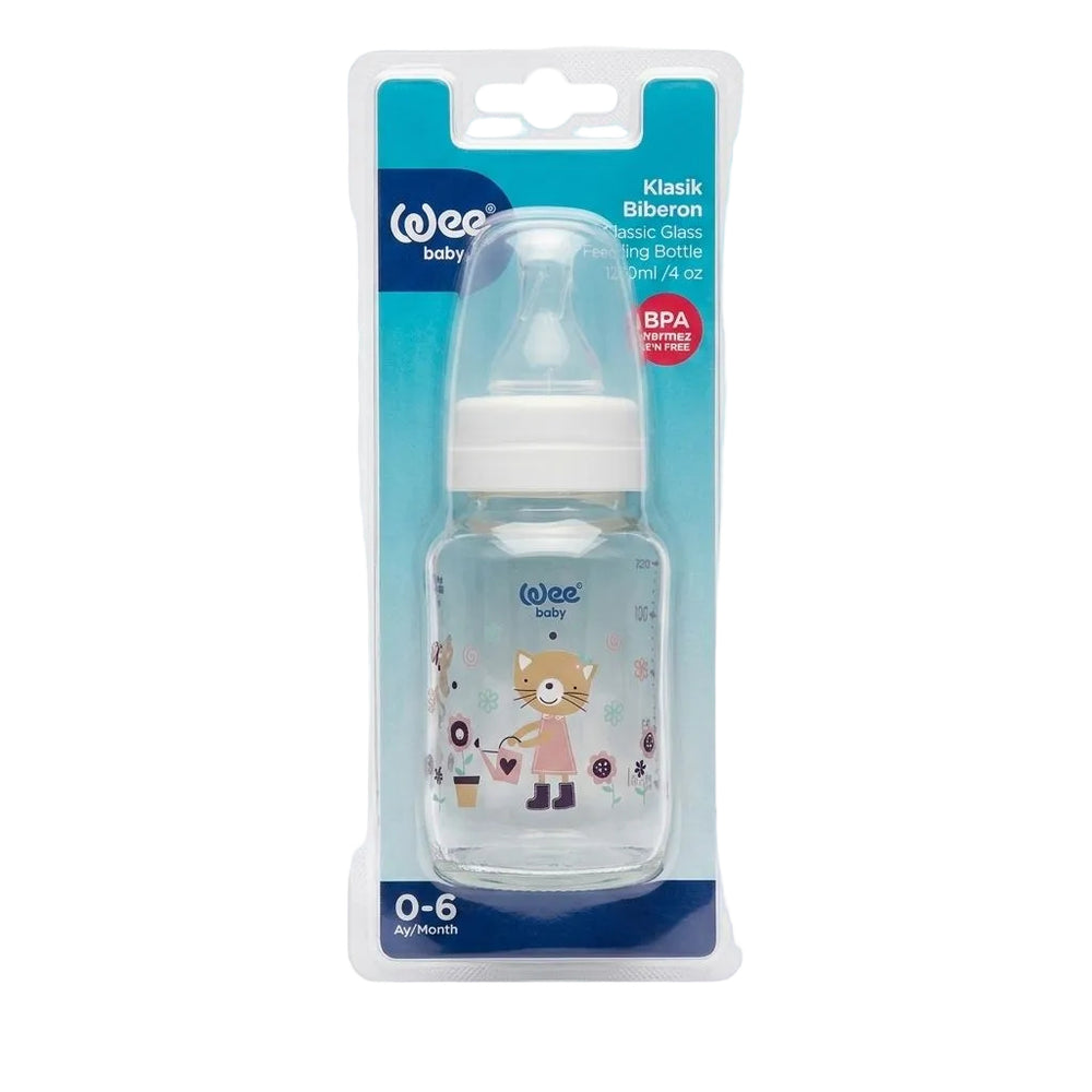 Wee Baby Classic Glass Feeding Bottle 125ml 0-6Month Cat at Zubaidas Official Pakistan