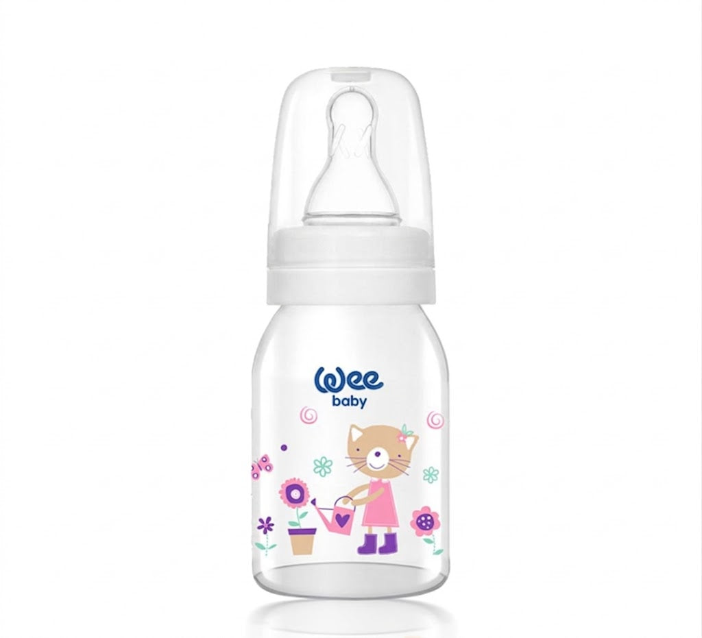Wee Baby Classic Glass Feeding Bottle 125ml 0-6Month Cat at Zubaidas