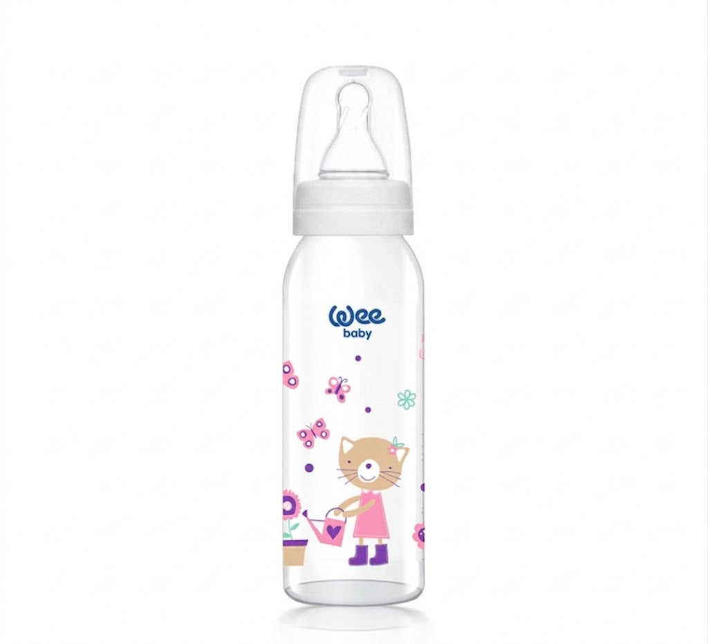 Wee Baby Classic Glass Feeding Bottle 250ml 0-6Month Cat at Zubaidas