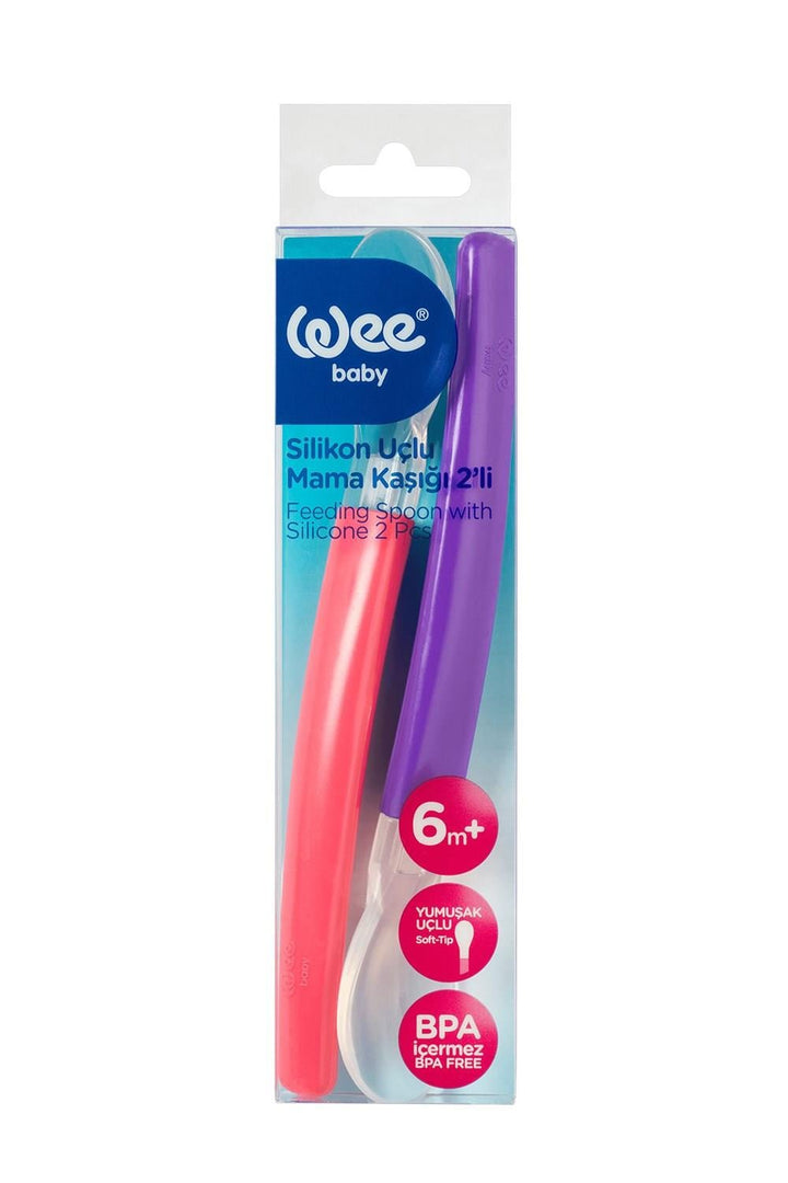 Wee Baby Feeding Spoon with Silicone Tip Pack of 2 Purple and Pink at Zubaidas Official Pakistan