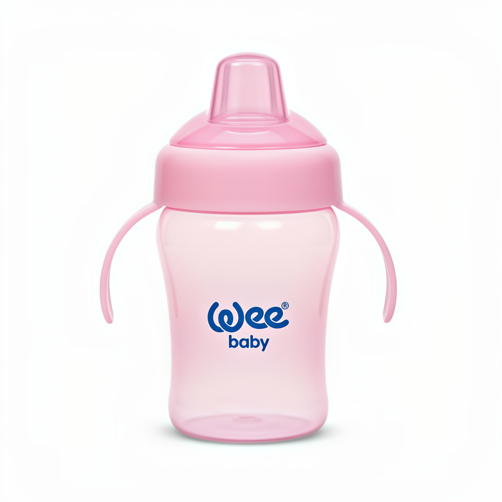Wee Baby Non Spill Cup With Grip 240ml Pink at Zubaidas