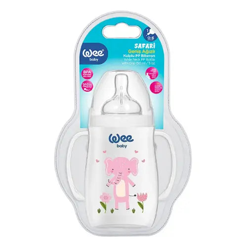 Wee Baby Wide Neck PP Feeding Bottle with Handles 250ml Elephant at Zubaidas Official Pakistan
