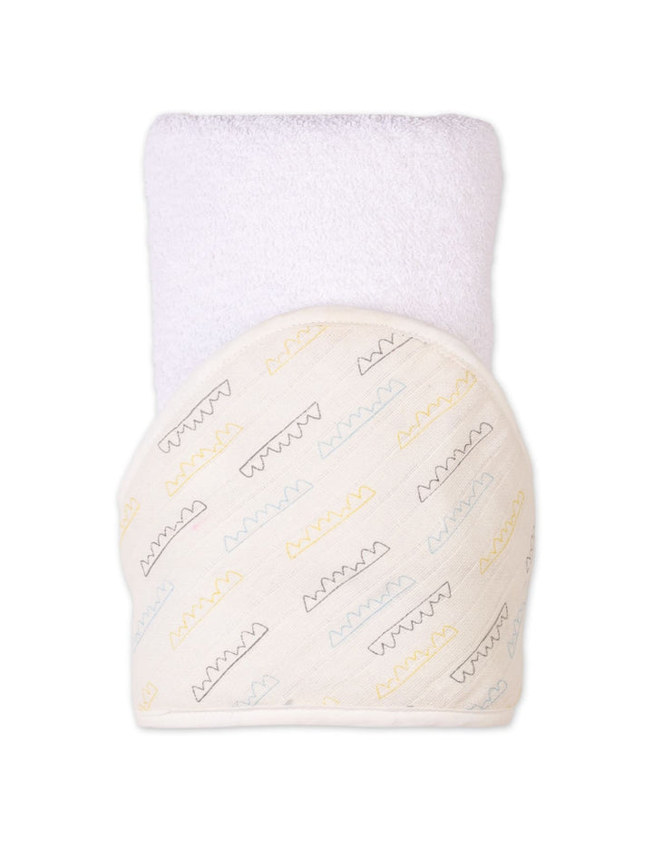 White hooded baby bath towel with crown hood Bambies at Zubaidas Official