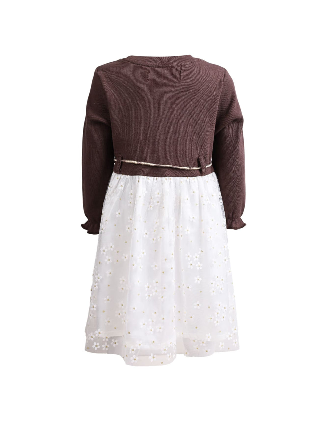 Winter Clothes for Girls Bambies Floral Mesh Brown and White at Zubaidas Offical