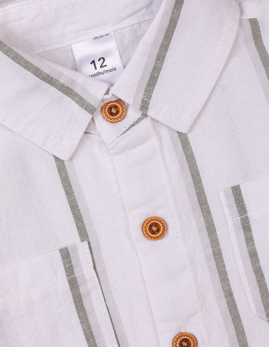 Winter Clothing Sets Bambies Striped Button Shirt and Olive Green Trousers at Zubaidas Offical