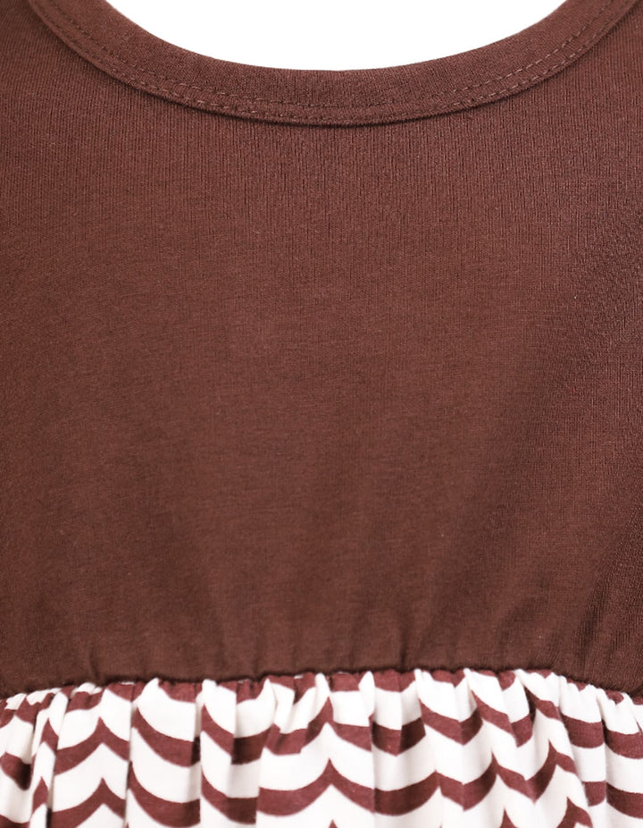 Winter Dresses for Girls Bambies Wave Printed Brown at Zubaidas Official