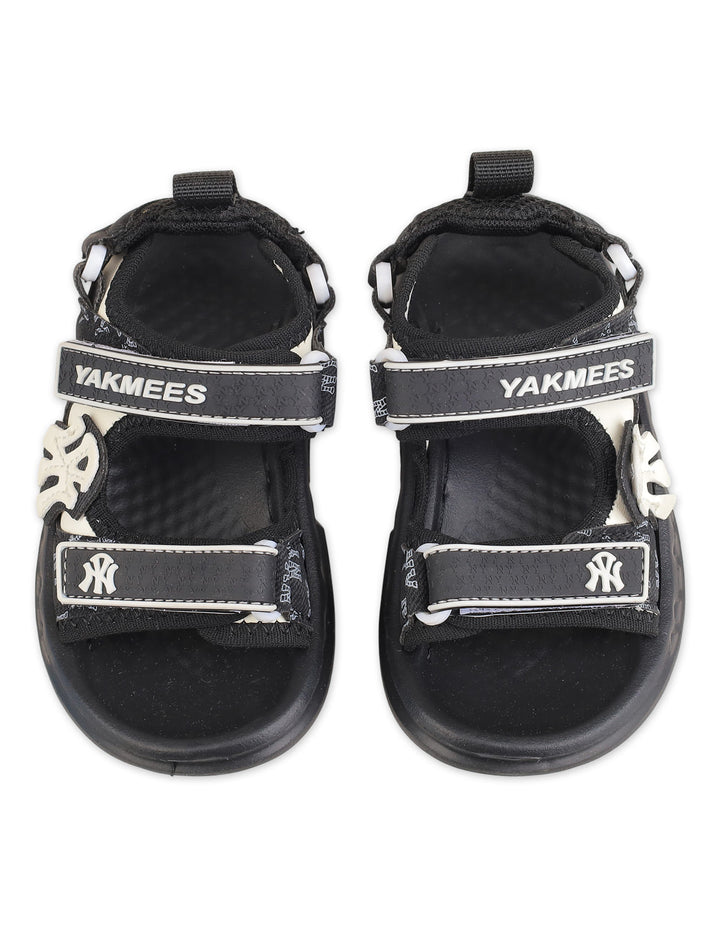 Young Boys Sporty Sandals Black and White at Zubaidas