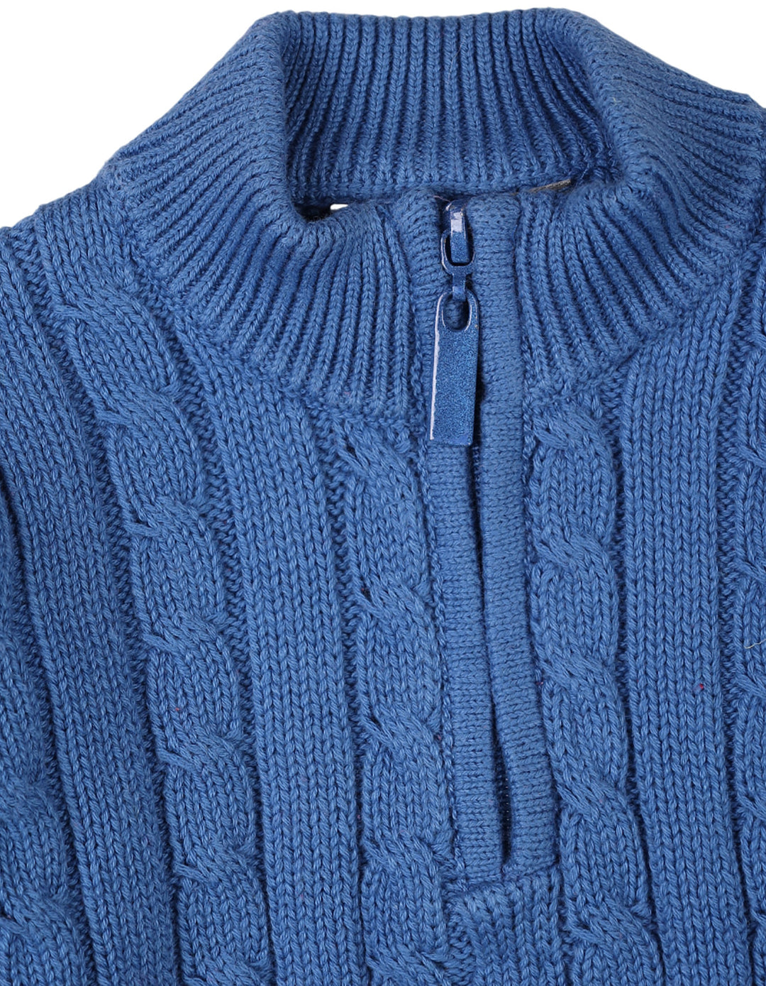 Young Boys Winter Jumpers Knitted Cable Knit Pattern Quarter Zip Bambies Blue at Zubaidas Pakistan