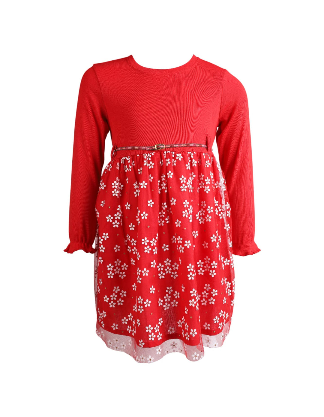 Young Girls Casual Wears Bambies Floral Mesh Red at Zubaidas